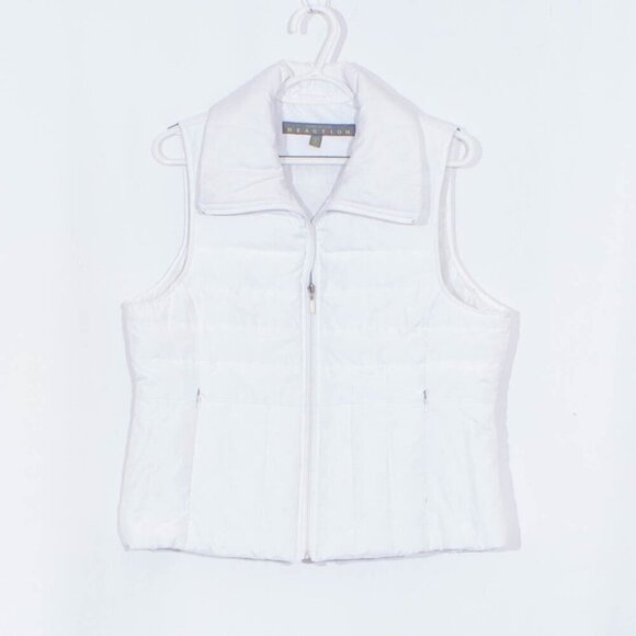 KENNETH COLE REACTION White Down/Feathers Quilted Puffer Vest Size L - Picture 2 of 7